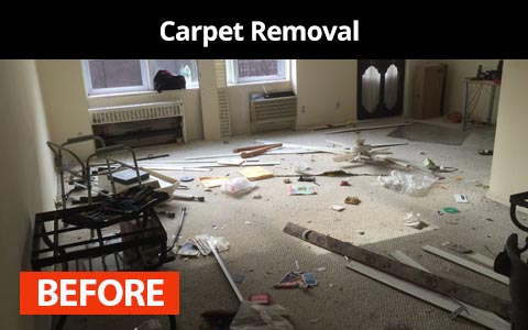 Carpet removal services in New York City - before photo