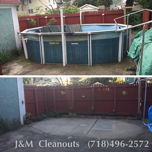 Before and after photos of pool removal in New York City