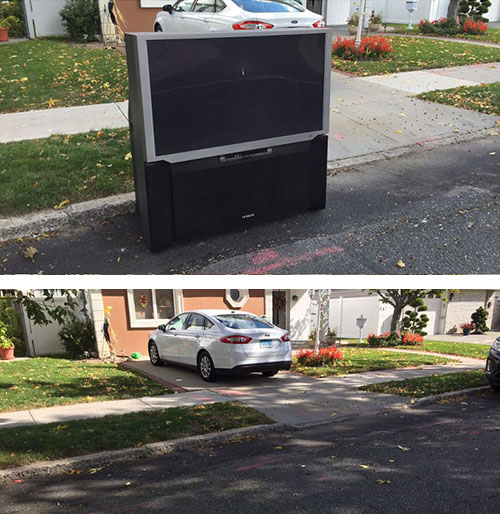 Projector TV Removal from side walk New York City